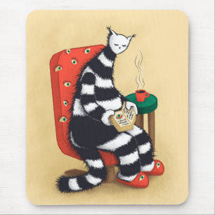 Mousepad Leitura De Gato Estranha No Livro Doméstico