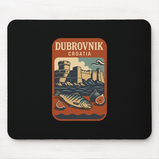 Mousepad Lembrança de Dubrovnik Croácia Comida Croata E Via (Frente)