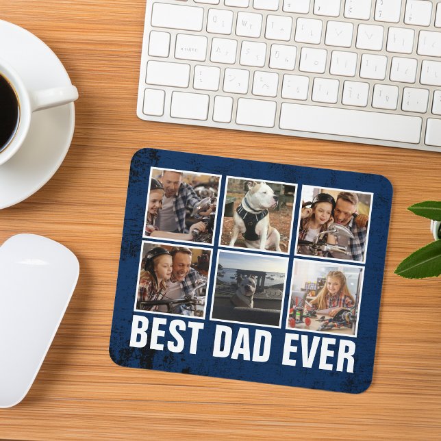 Mousepad Lembrança Melhor Pai de Todos Dia dos Pais Colagem (Keepsake Best Dad Ever Father's Day Photo Collage Mouse Pad)