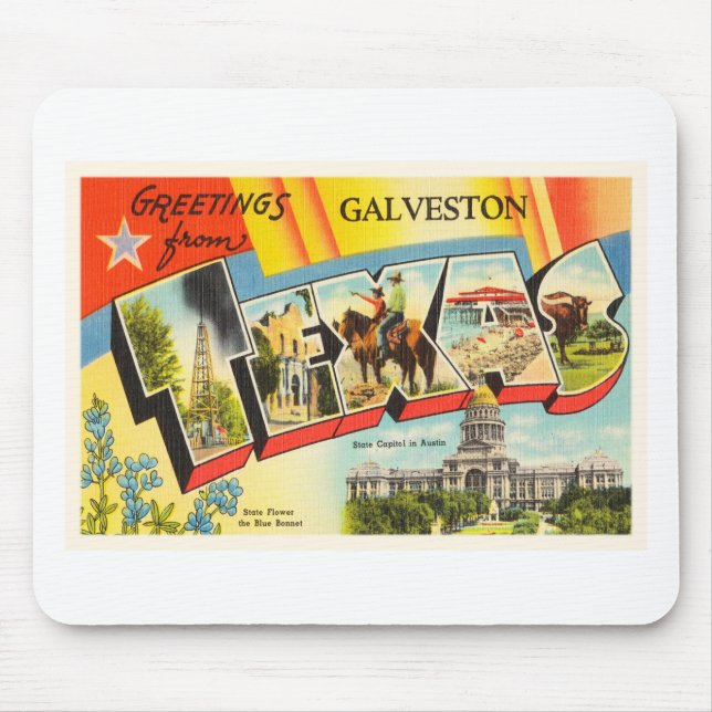 Mousepad Lembrança velha das viagens vintage de Galveston (Frente)