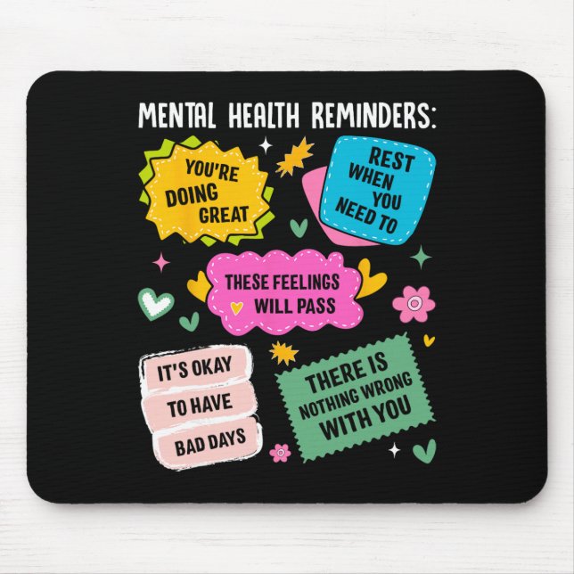 Mousepad Lembretes de Saúde Mental  (Frente)