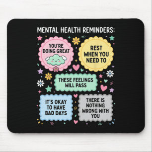 Mousepad Lembretes de Saúde Mental Mês de Conscientização s
