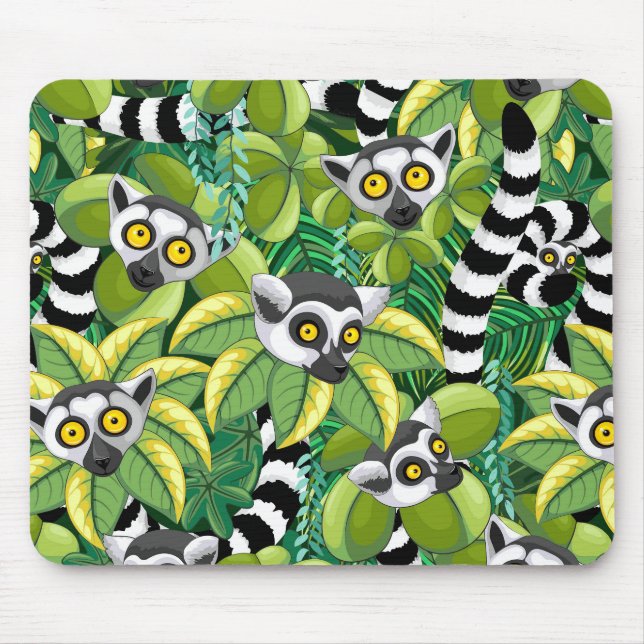 Mousepad Lêmures de Madagascar na Selva Exótica (Frente)