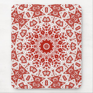 Mousepad lenço étnico vermelho e branco