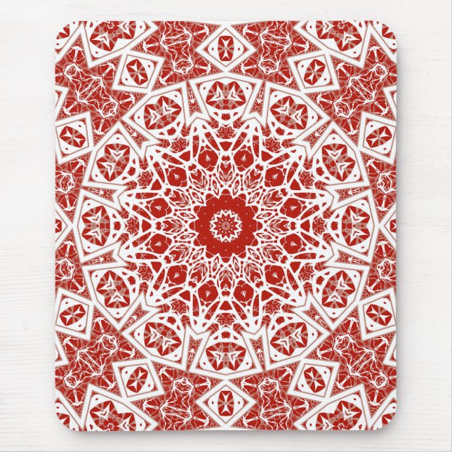 Mousepad lenço étnico vermelho e branco (Frente)
