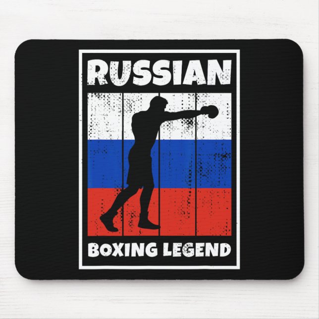 Mousepad Lenda de boxe russa com bandeira para boxeiro russ (Frente)