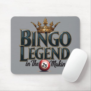 Mousepad Lenda do Bingo Coroada em Tipografia Retro Dourada