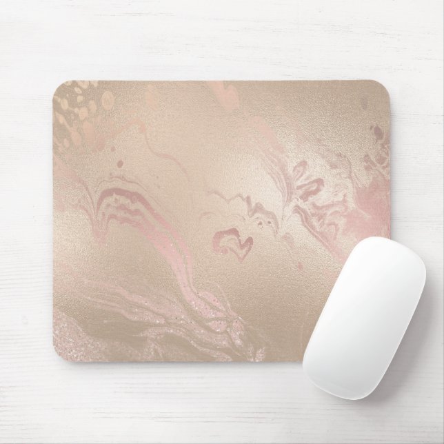 Mousepad Lente-rosa de ouro Elegante de cobre moderno (Com mouse)