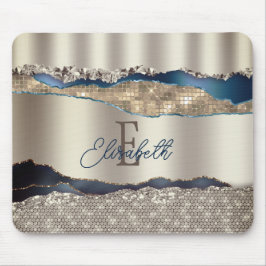 Mousepad Lentejoulas de Ágata Azul Índigo Elegantes
