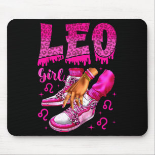 Mousepad Leo Girl Birthday Black Women Sneakers Zodibote Bd