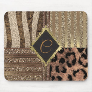 Mousepad Leoa Safari Chic Selva Ouro Moderno Brilho