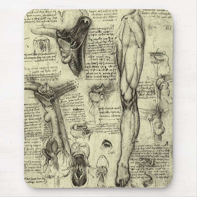 Mousepad Leonardo da Vinci Vintage Anatomia Humana Laringe  (Frente)