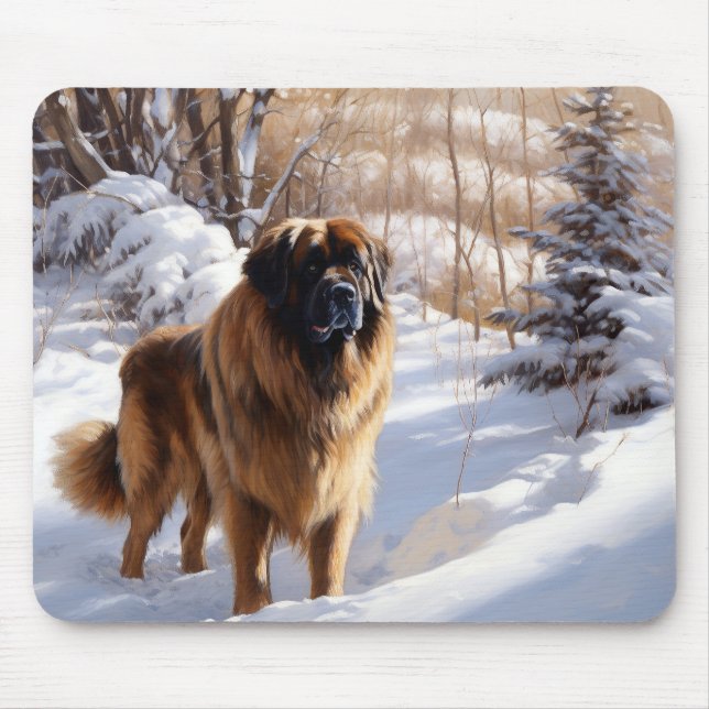 Mousepad Leonberger Deixa-O Neve Natal (Frente)