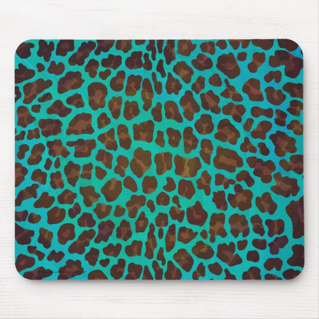 Mousepad Leopard Brown e Teal Impressão (Frente)