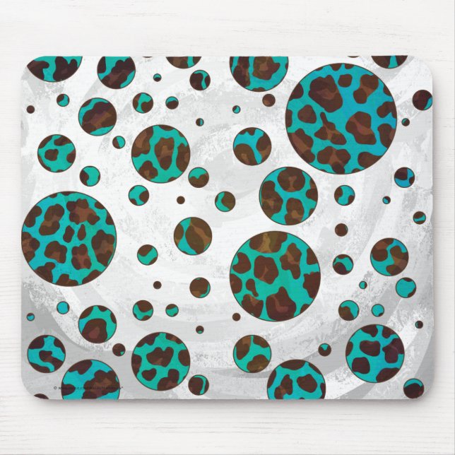 Mousepad Leopard Brown e Teal PrintPolka Pontos (Frente)