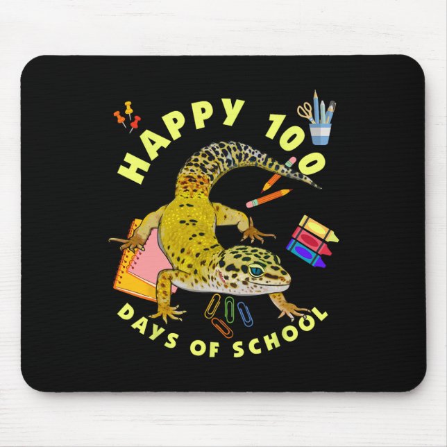 Mousepad Leopard Gecko Feliz 100 Dias De Engraçado Escolar (Frente)