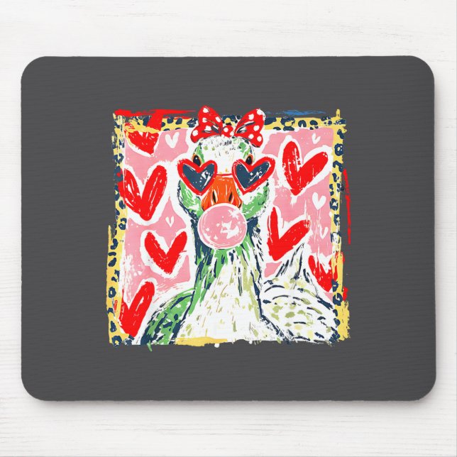 Mousepad Leopard Valentine's Day Goose Funny Cute Goose Hun (Frente)