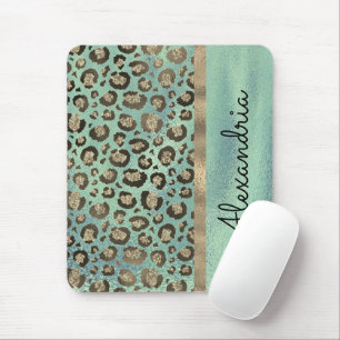 Mousepad Leopardo brilhante impresso em verde brilhante