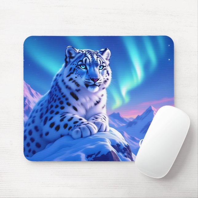 Mousepad Leopardo-da-neve atordoante em Mountain Rock (Com mouse)
