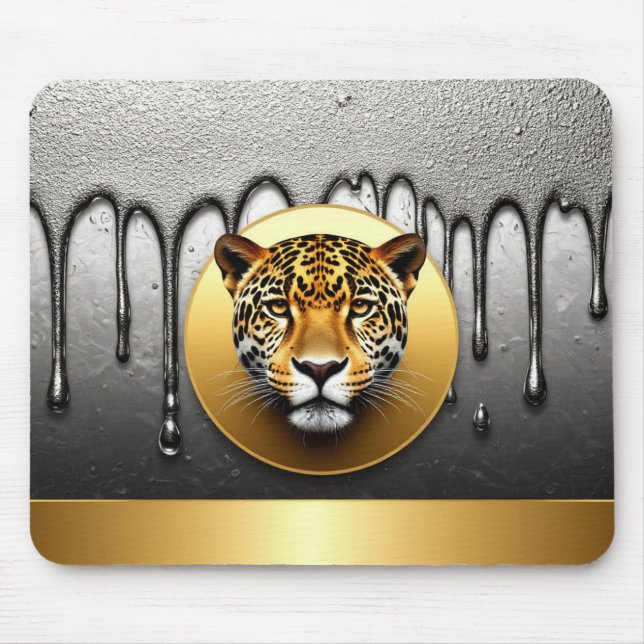 Mousepad Leopardo Dourado Com Detalhes de Gota de Água 🐆 (Frente)
