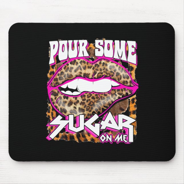 Mousepad Leopardo Engraçado Lábios Rosa Quente Despeje Um P (Frente)