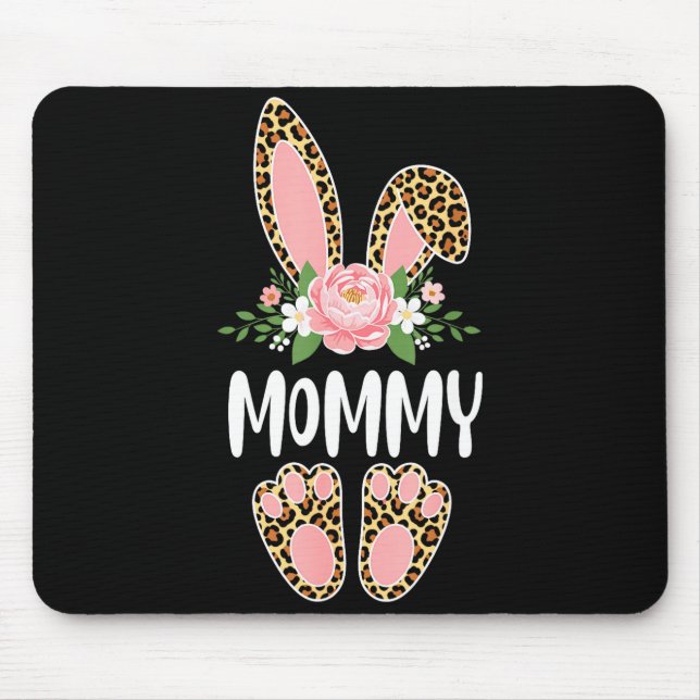Mousepad Leopardo floral mamãe coelho feliz páscoa mãeFl (Frente)