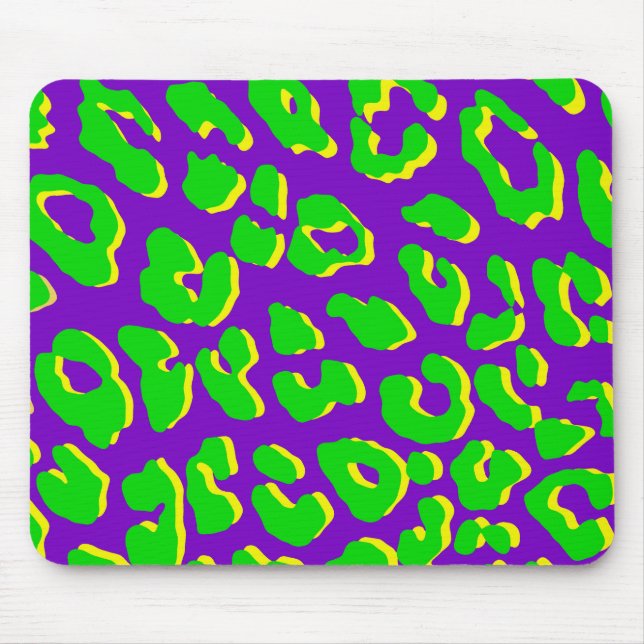 Mousepad Leopardo - Impressão Verde Amarelo Púrpura (Frente)