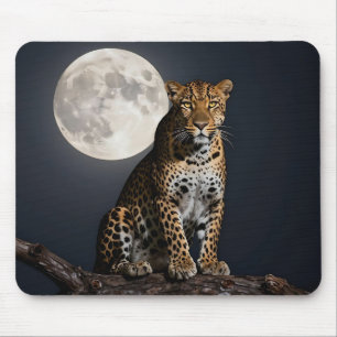 Mousepad Leopardo Majestoso e Lua Cheia