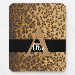 Mousepad Leopardo Monograma - Letra inicial A Computador