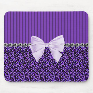 Mousepad Leopardo roxo com o diamante elegante do falso do