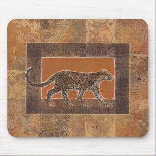 Mousepad Leopardo sobre fundo laranja e castanho