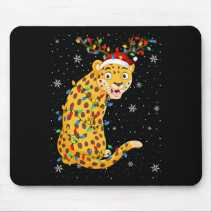 Mousepad Lepard Animal Santa Hat Festa de Natal Feia