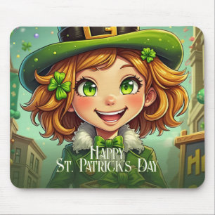 Mousepad Leprechaun alegre - Rua. Carro Feliz Dia de Patric