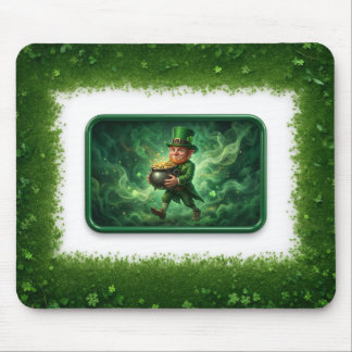 Mousepad Leprechaun Carrying Pot Of Gold