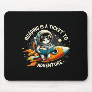 Mousepad Ler É Um Bilhete Para Aventurar Gato De Astronauta