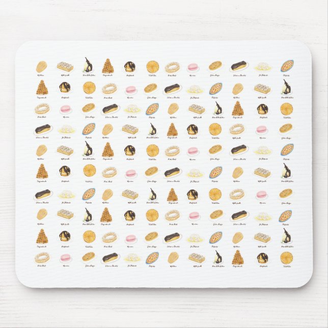 Mousepad Les Pâtisserie Françaises watercolor (Frente)