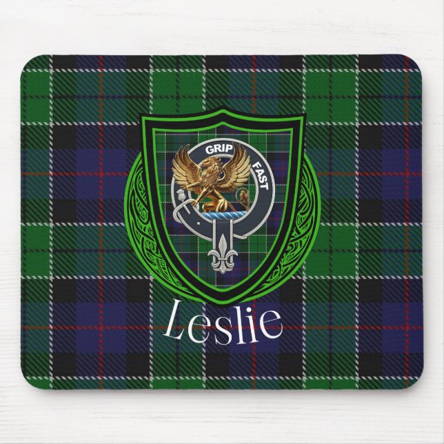 Mousepad Leslie Scottish Clan Tartan and Crest  (Frente)