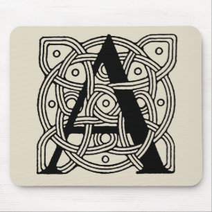 Mousepad Letra A Vintage Celtic Knot Monograma