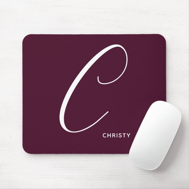 Mousepad Letra C Burgundy com Letra Monogramada Articamente (Com mouse)