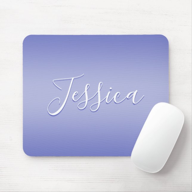 Mousepad Letra Cursiva Editável | Branco & Violeta Roxo (Com mouse)