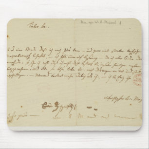 Mousepad Letra de Mozart a um freemason, em janeiro de 1786