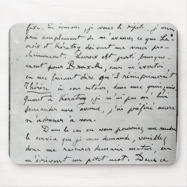 Mousepad Letra de Zola a Edouard Manet 1868 (Frente)