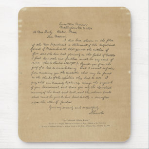 Mousepad Letra do presidente Abraham Lincoln à Sra. Bixby