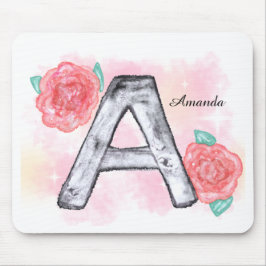 Mousepad Letra Floral A de Aquarela