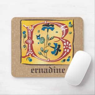 Mousepad Letra Floral Iluminada Medieval B Monograma