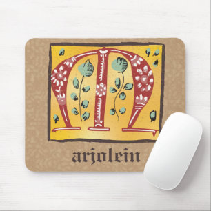 Mousepad Letra Floral Iluminada Medieval M Monograma