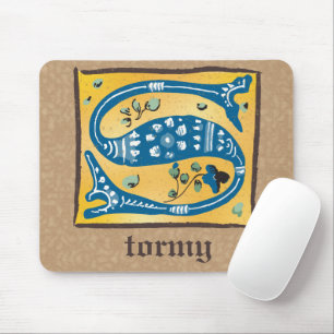 Mousepad Letra Floral Iluminada Medieval S Monograma