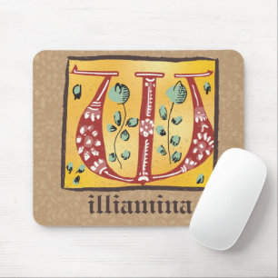 Mousepad Letra Floral Iluminada Medieval W Monograma