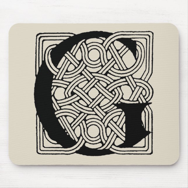 Mousepad Letra G Vintage Celtic Knot Monograma (Frente)