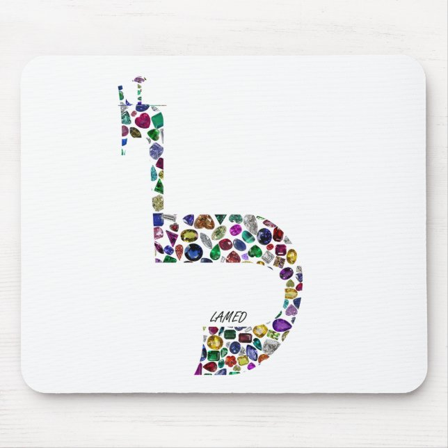 Mousepad Letra hebraica "LAMED" feita com pedras Preciosos (Frente)